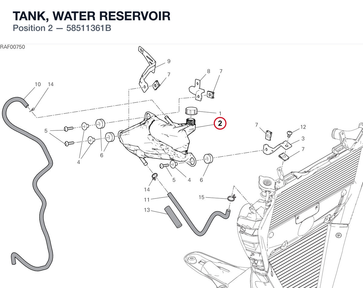 TANK, WATER RESERVOIR 58511361B diagram position