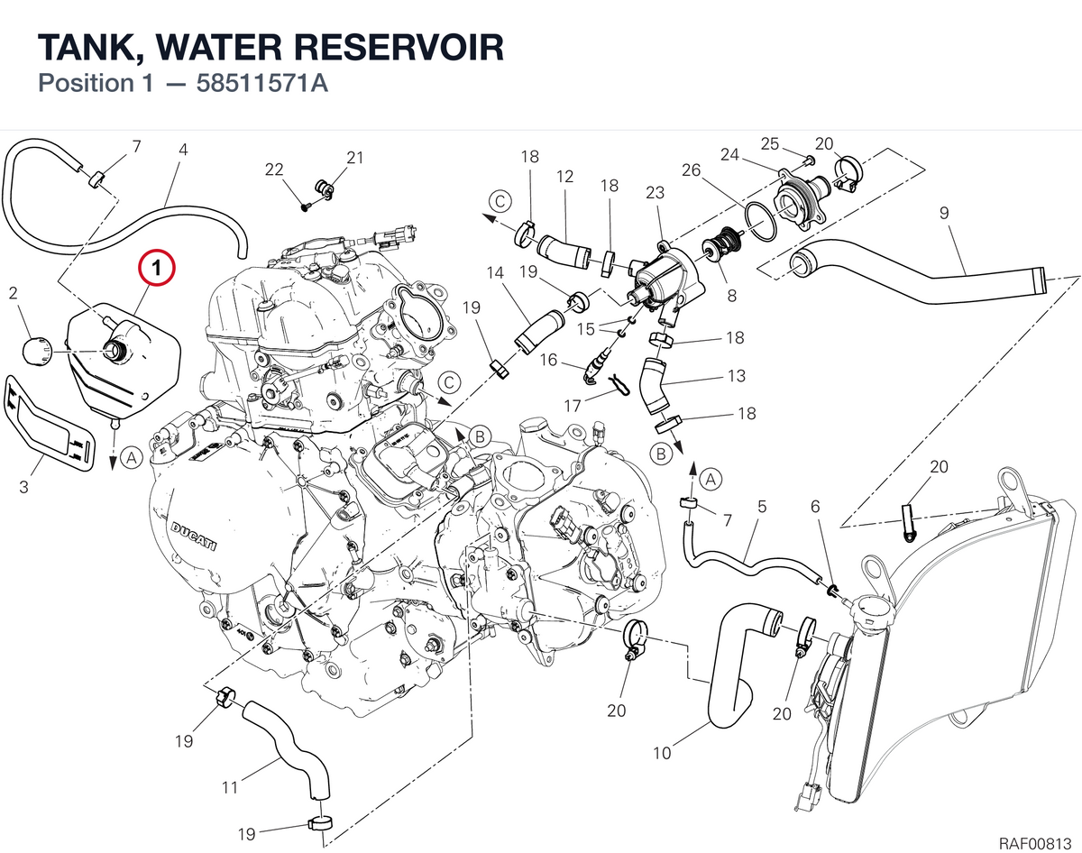 TANK, WATER RESERVOIR 58511571A diagram position