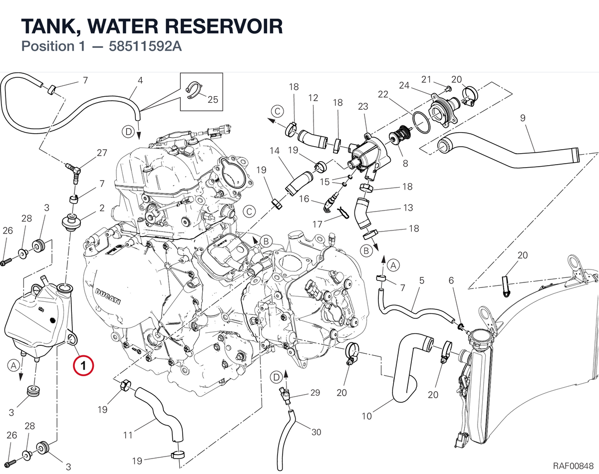 TANK, WATER RESERVOIR 58511592A diagram position