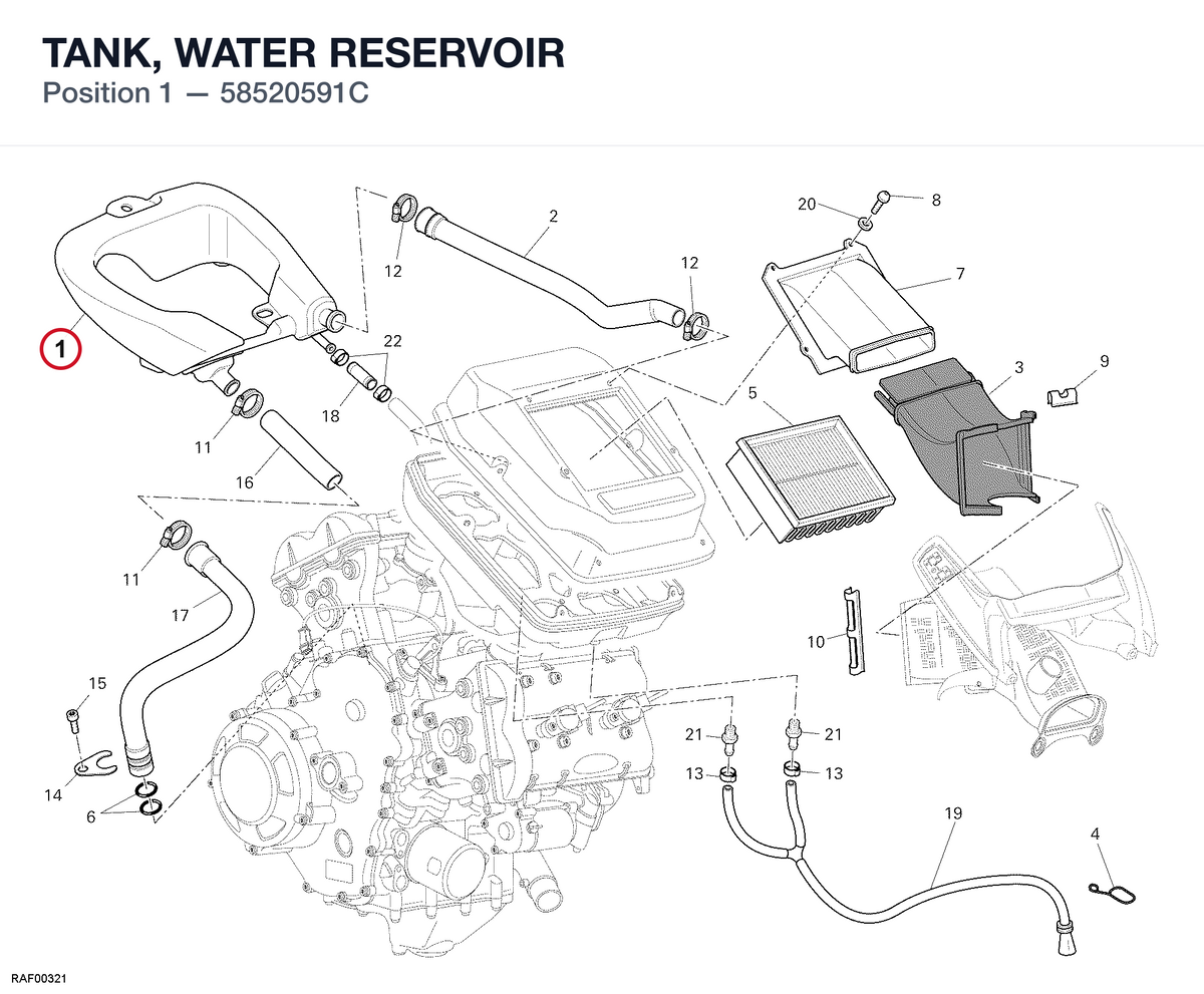 TANK, WATER RESERVOIR 58520591C diagram position