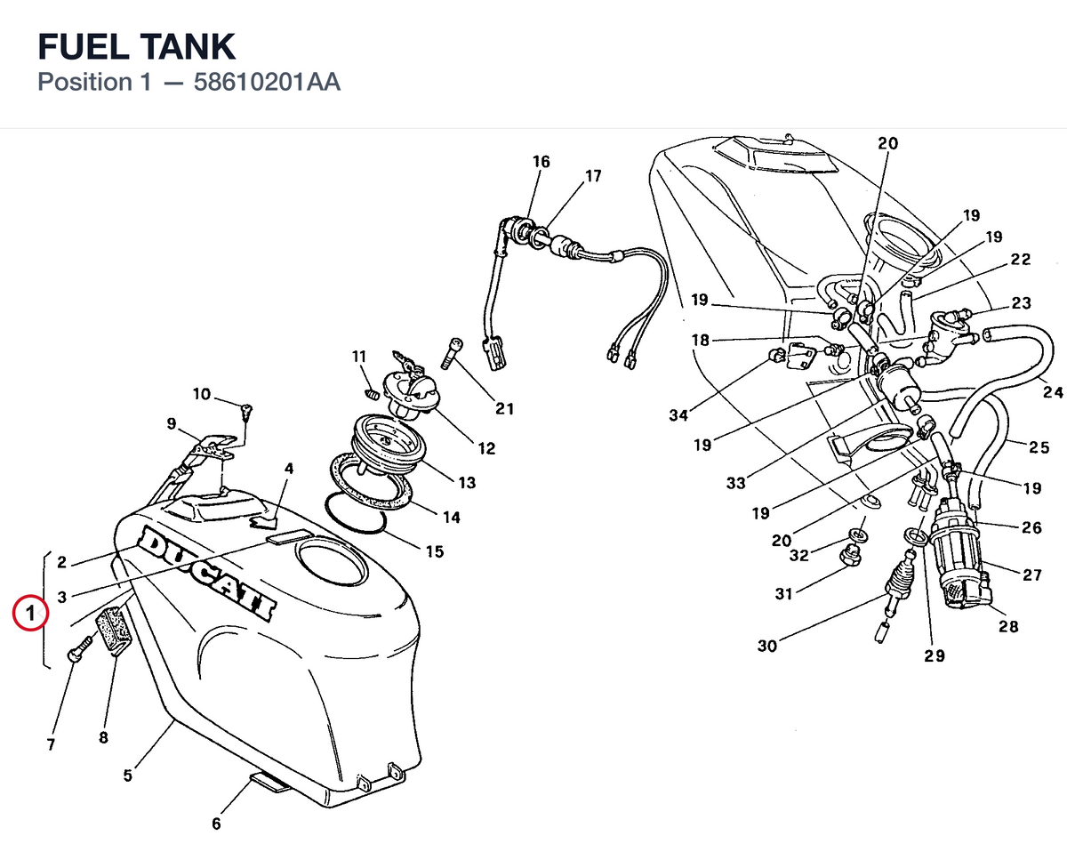 FUEL TANK 58610201AA diagram position