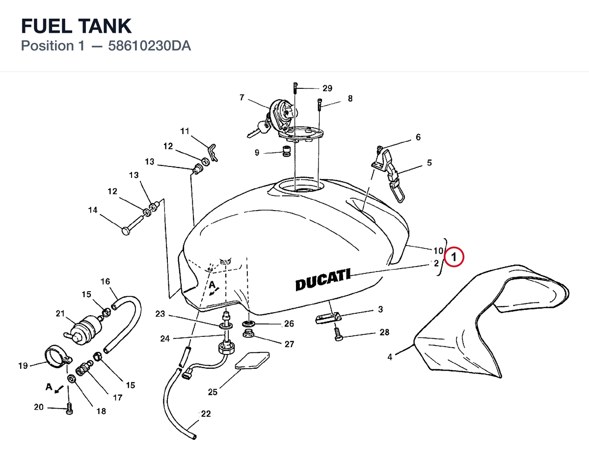 FUEL TANK 58610230DA diagram position