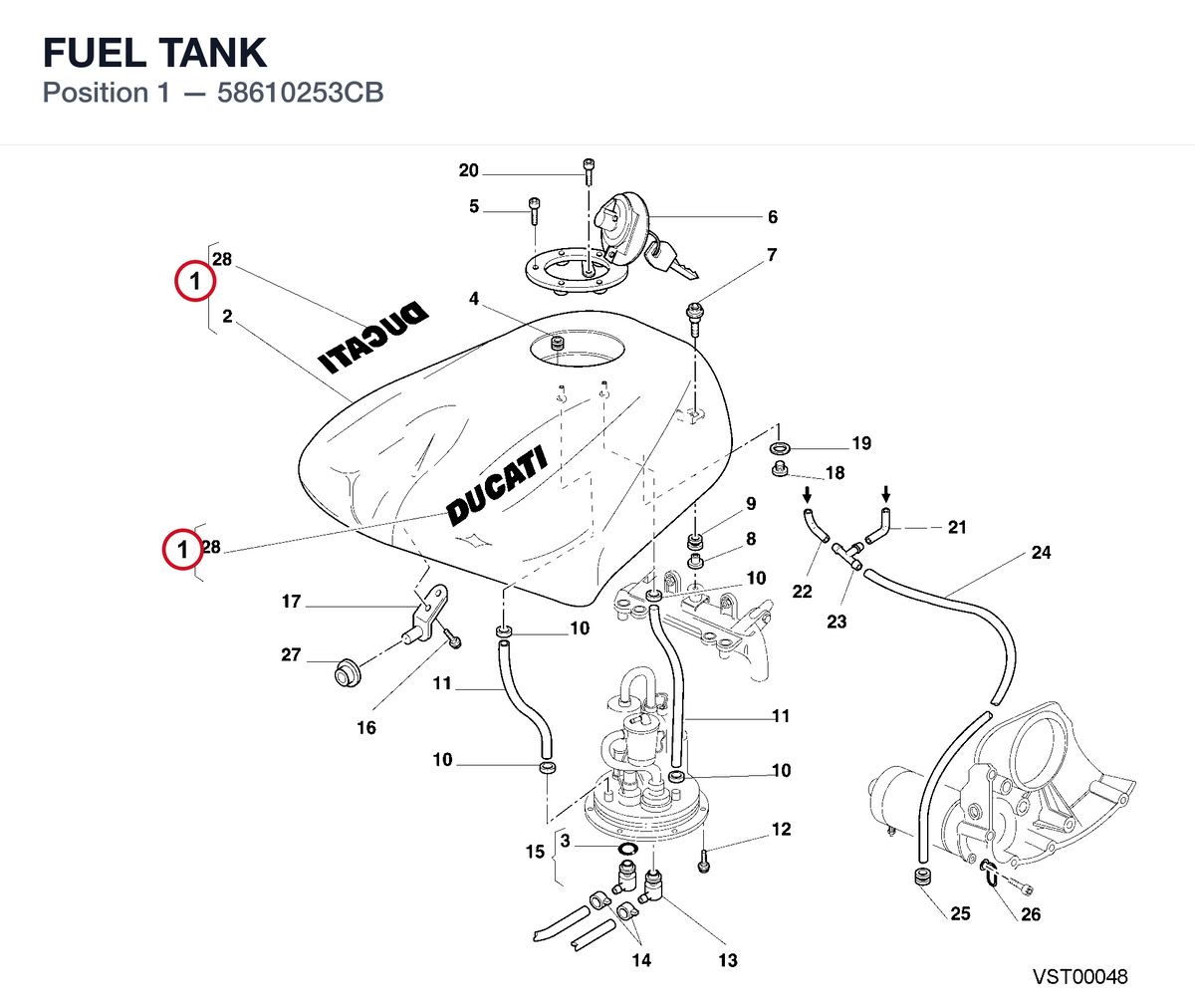 FUEL TANK 58610253CB diagram position