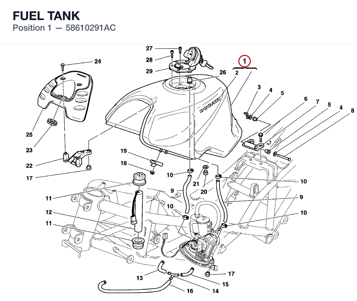 FUEL TANK 58610291AC diagram position