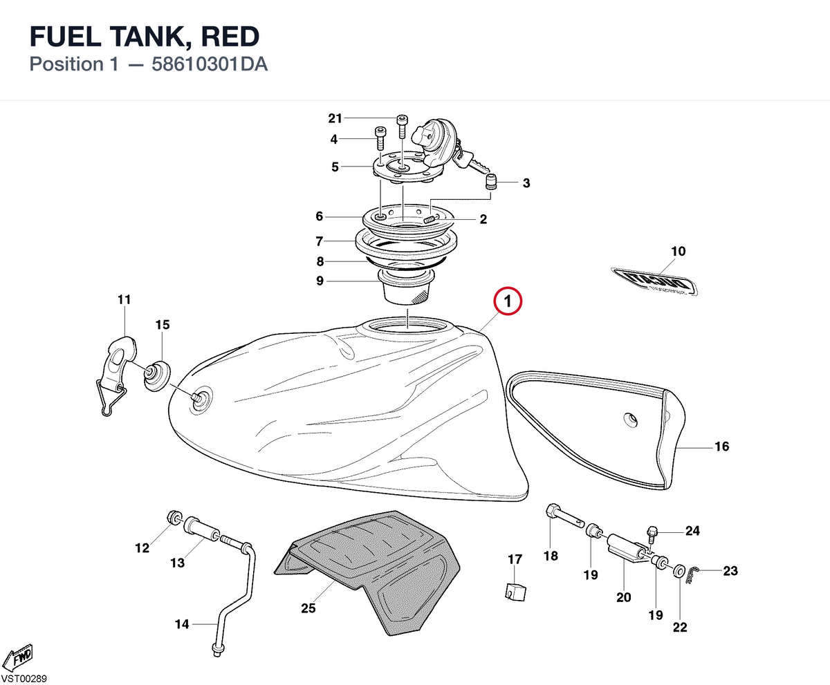 FUEL TANK, RED 58610301DA diagram position