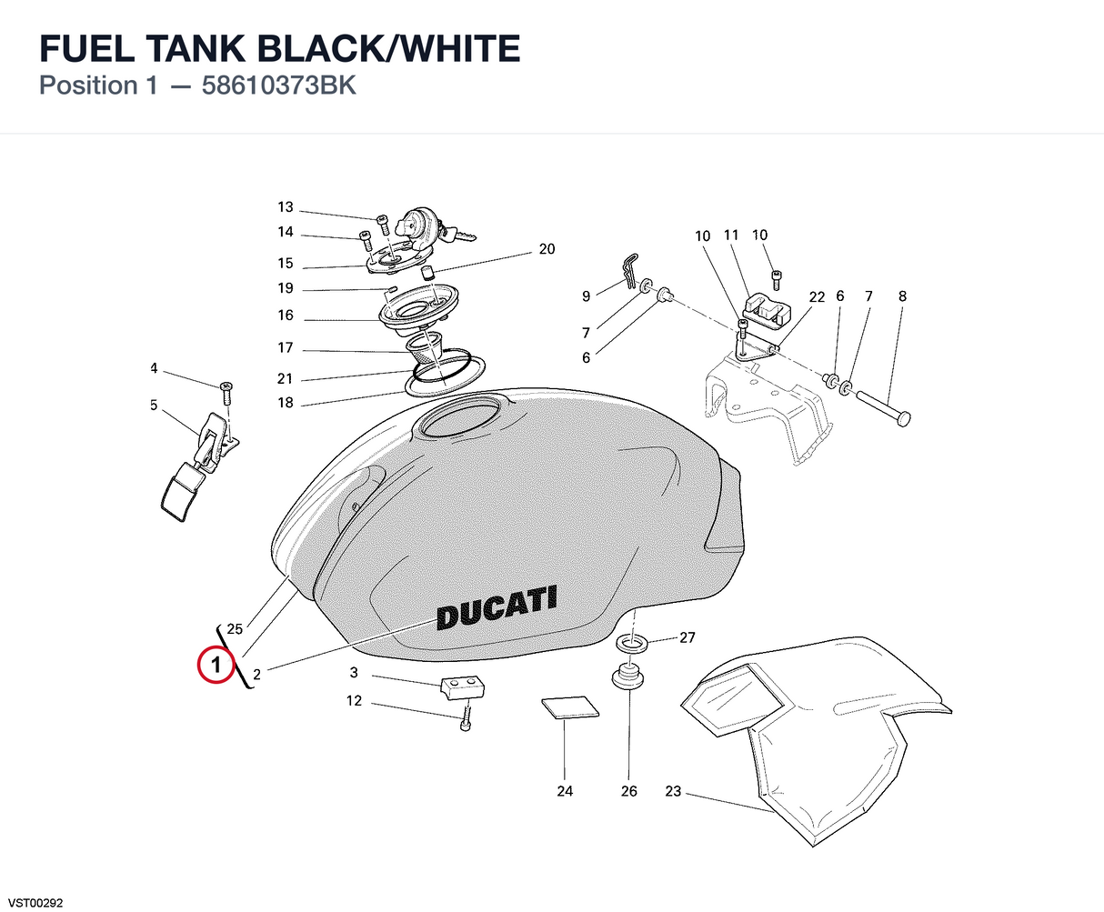 FUEL TANK BLACK/WHITE
