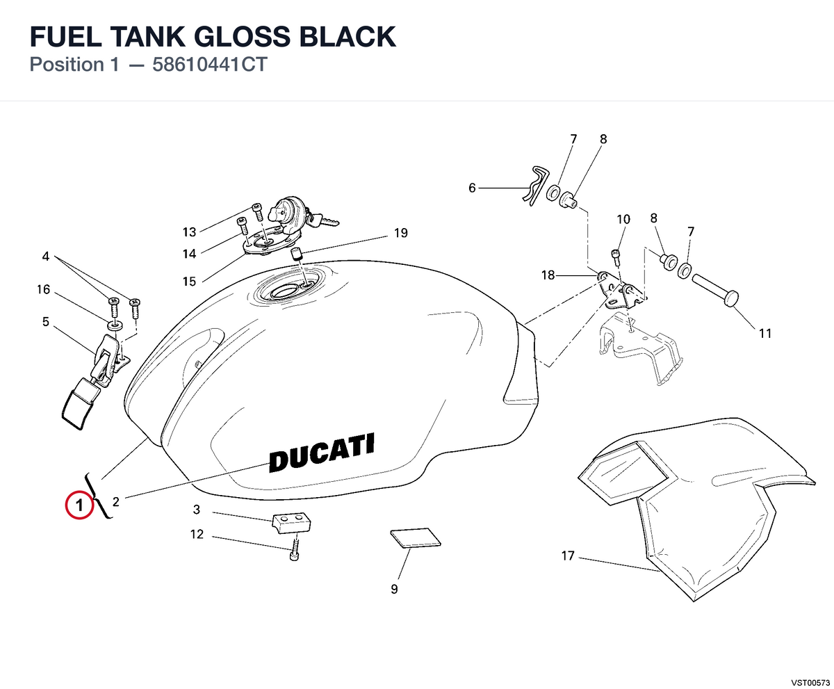 FUEL TANK GLOSS BLACK 58610441CT diagram position