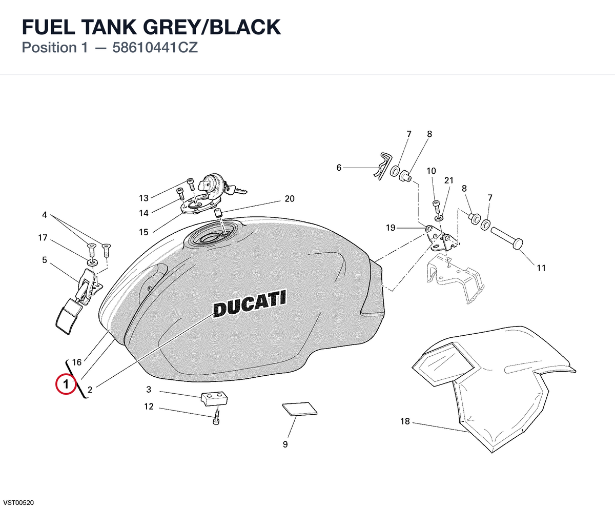 FUEL TANK GREY/BLACK 58610441CZ diagram position