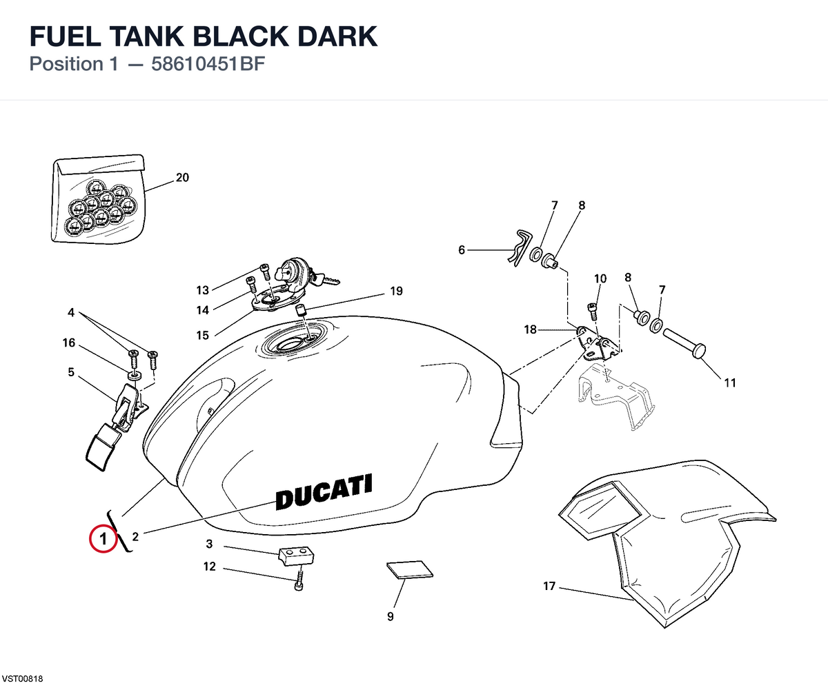FUEL TANK BLACK DARK 58610451BF diagram position