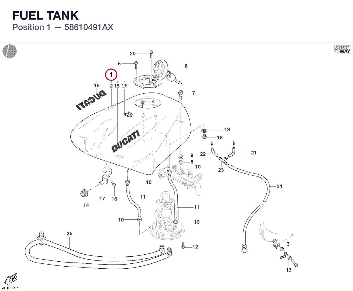 FUEL TANK 58610491AX diagram position