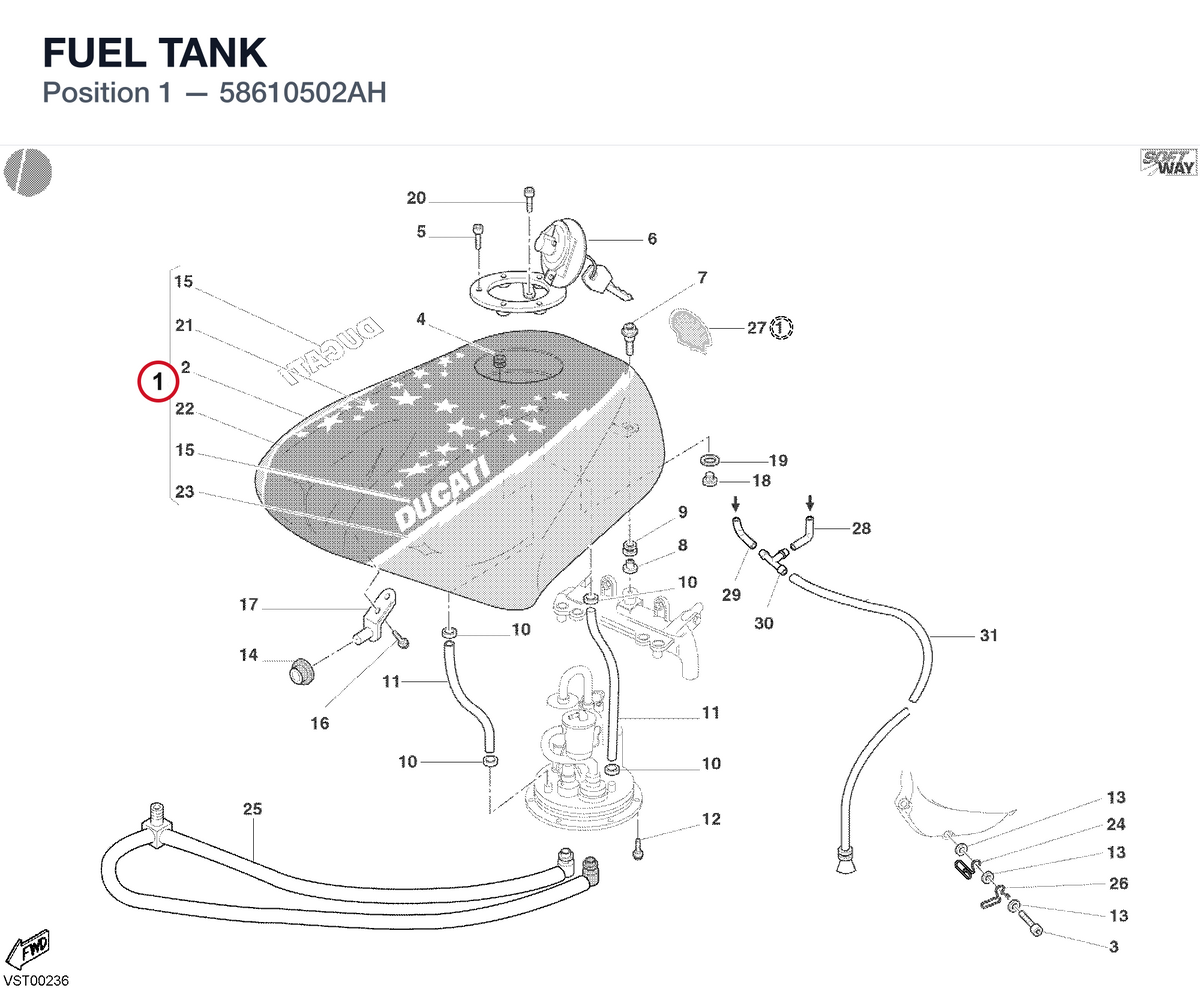 FUEL TANK 58610502AH diagram position