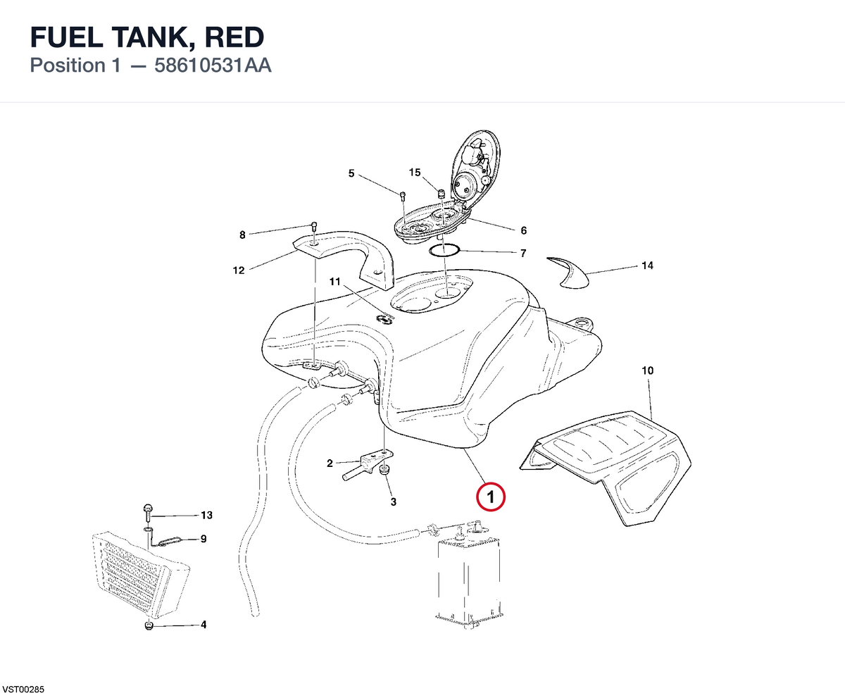 FUEL TANK, RED 58610531AA diagram position