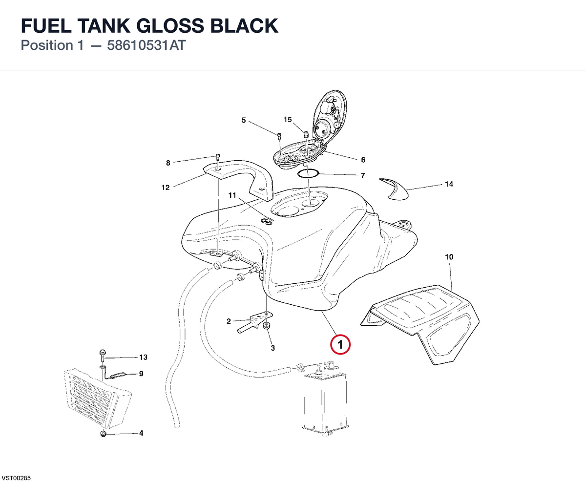 FUEL TANK GLOSS BLACK 58610531AT diagram position