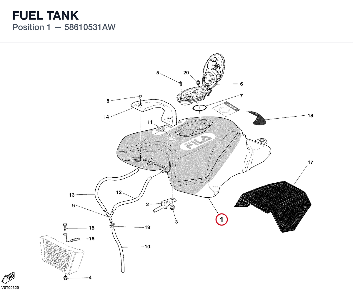 FUEL TANK 58610531AW diagram position