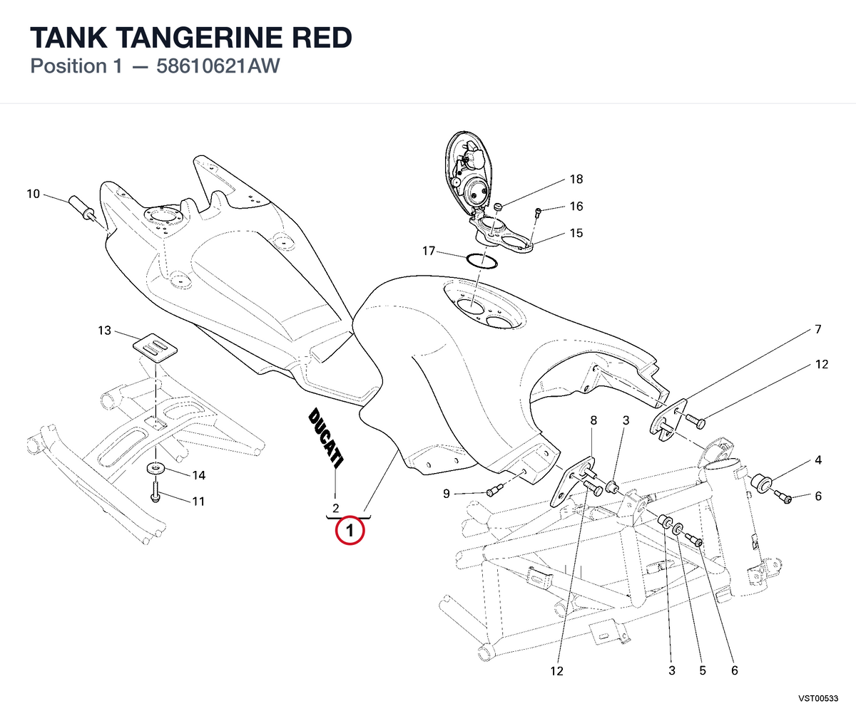 TANK TANGERINE RED 58610621AW diagram position
