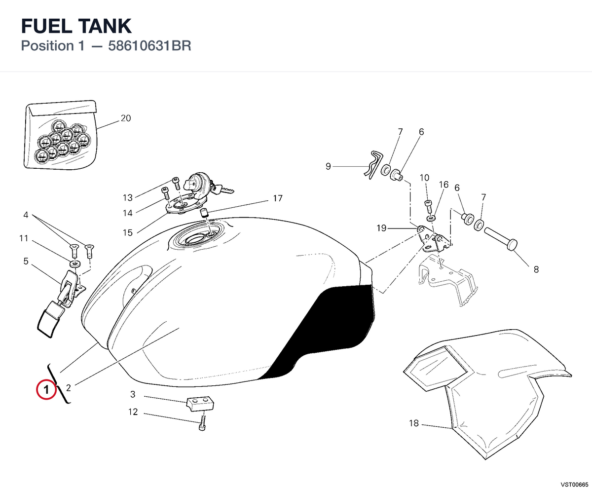 FUEL TANK 58610631BR diagram position