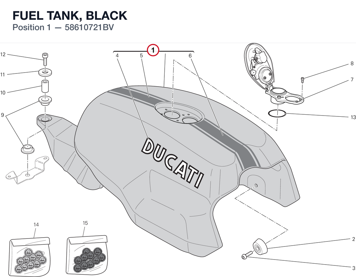 FUEL TANK, BLACK 58610721BV diagram position