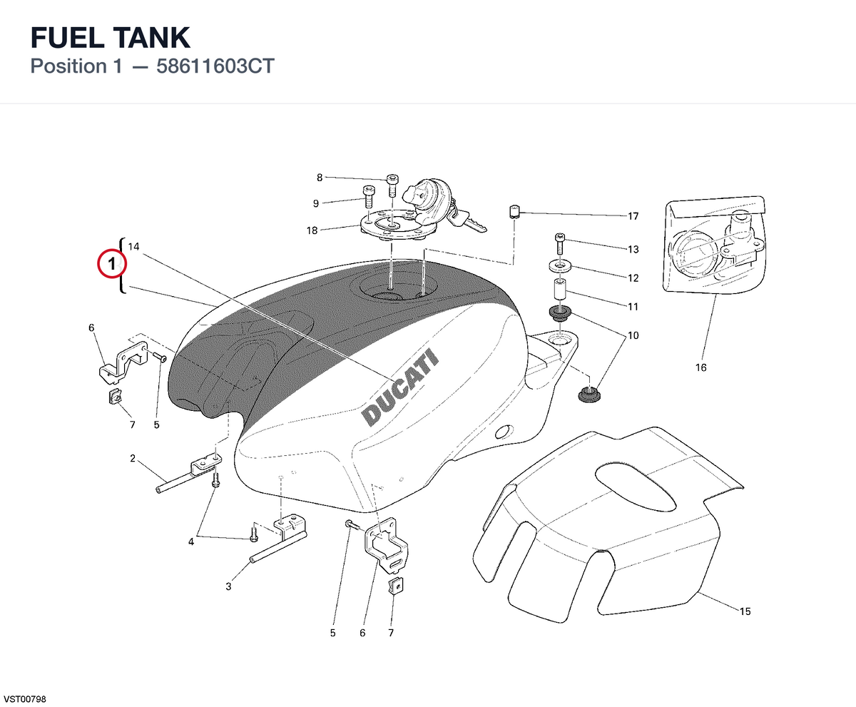 FUEL TANK 58611603CT diagram position
