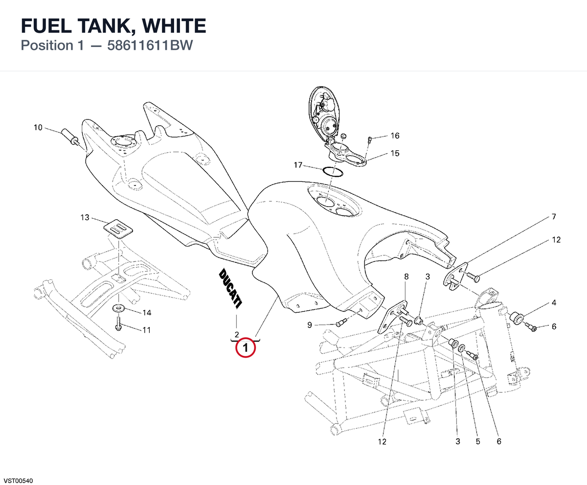 FUEL TANK, WHITE 58611611BW diagram position