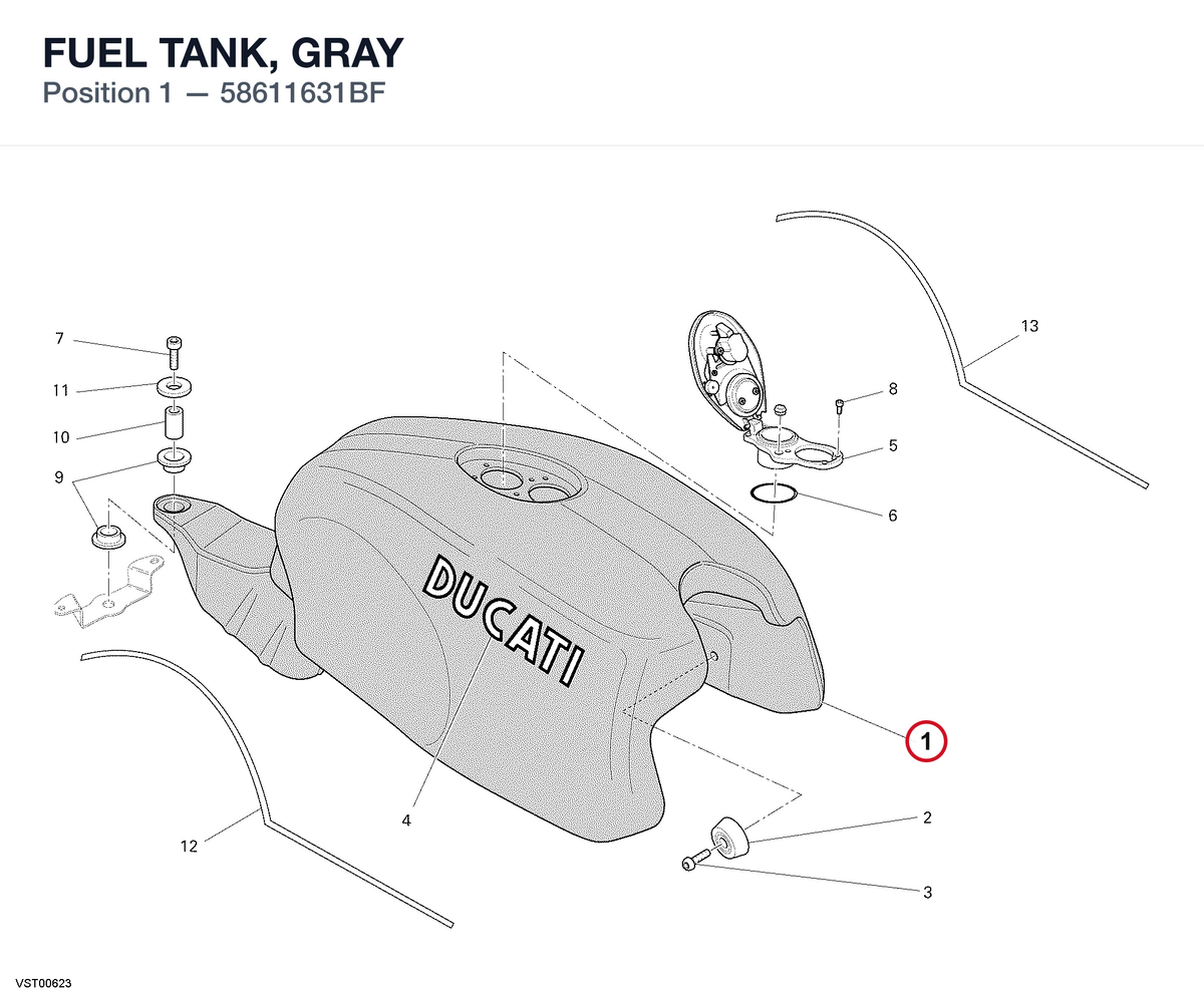 FUEL TANK, GRAY 58611631BF diagram position