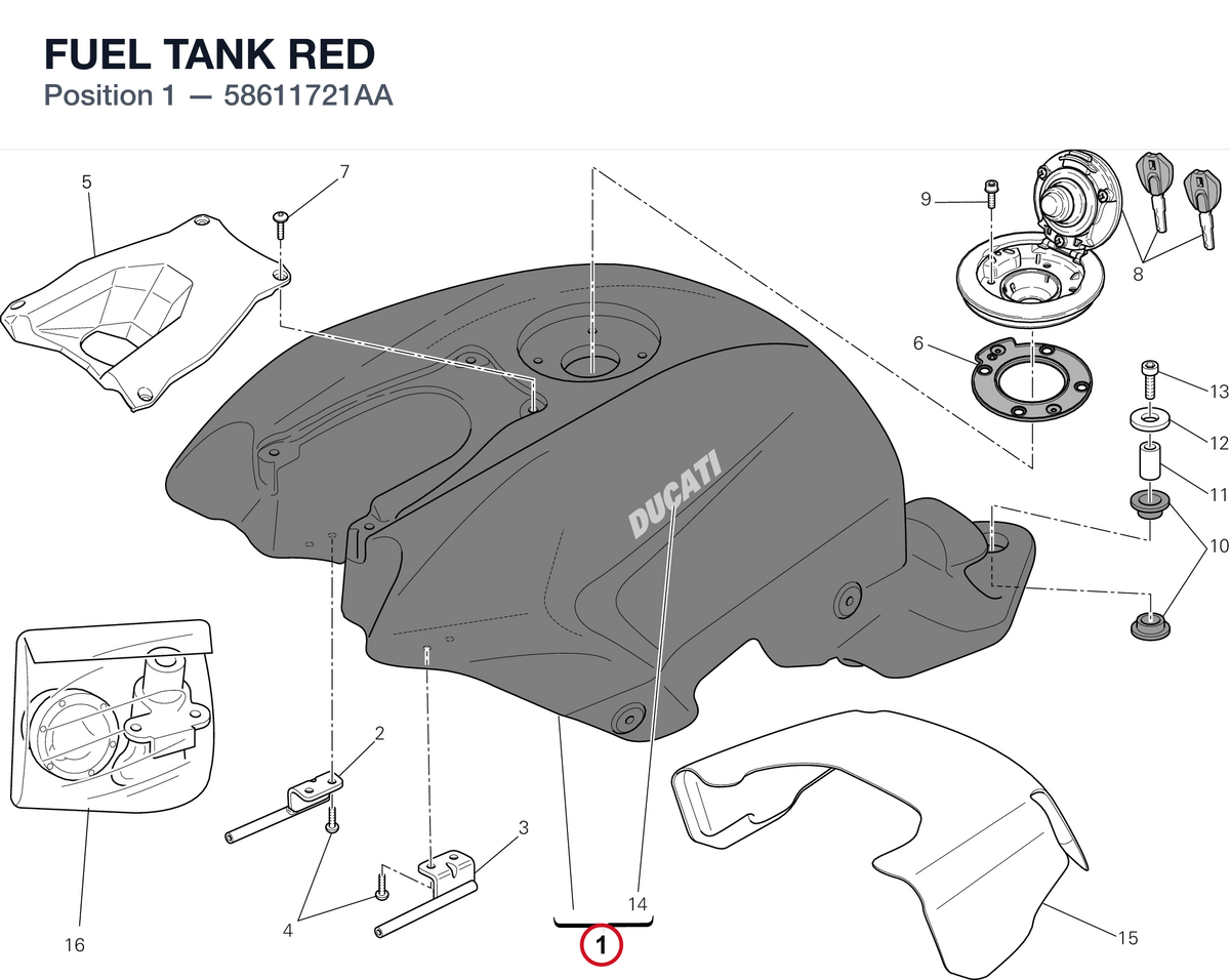 FUEL TANK RED 58611721AA diagram position