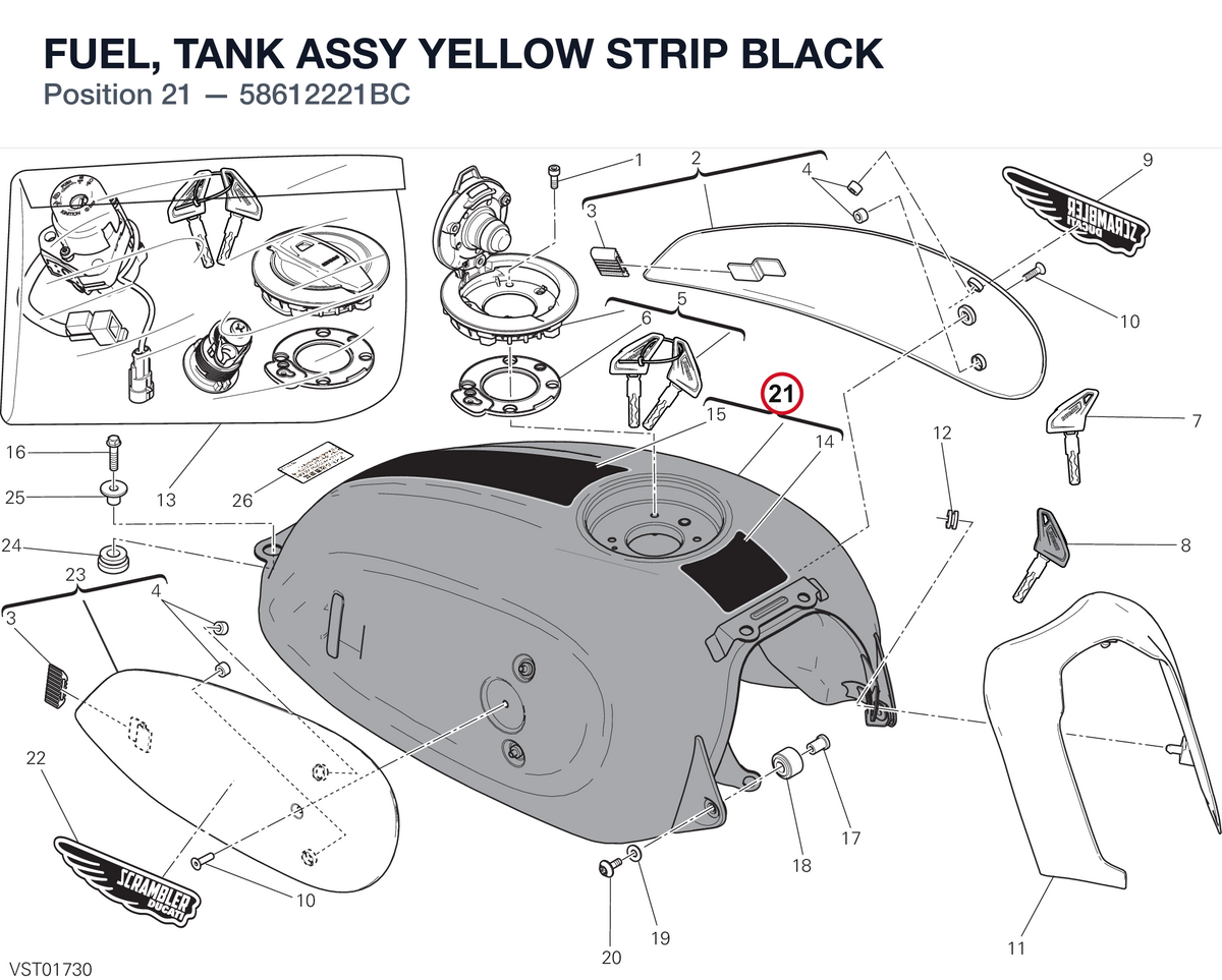 FUEL, TANK ASSY YELLOW STRIP BLACK 58612221BC diagram position