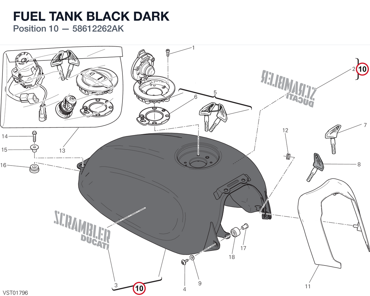 FUEL TANK BLACK DARK 58612262AK diagram position