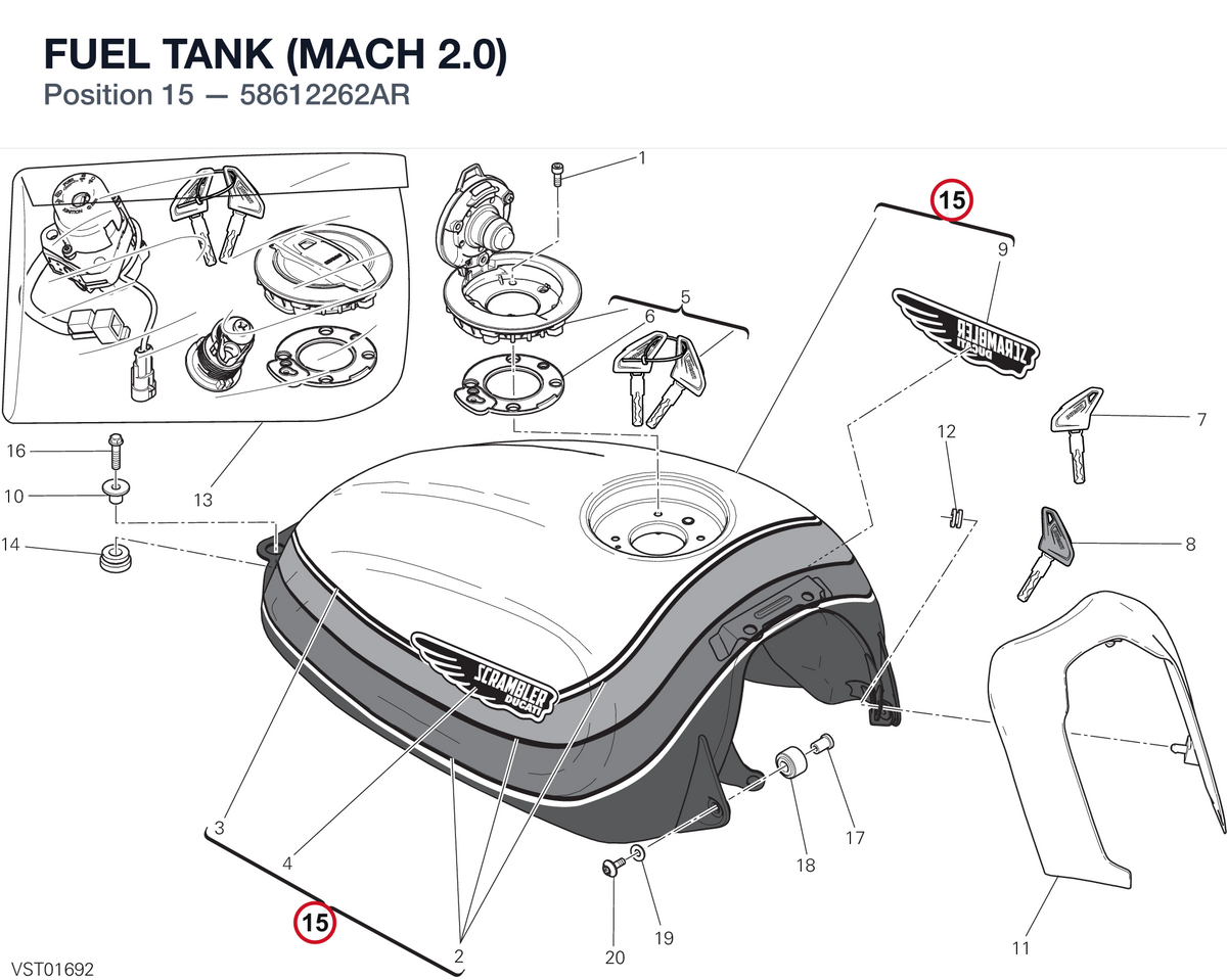 FUEL TANK (MACH 2.0) 58612262AR diagram position