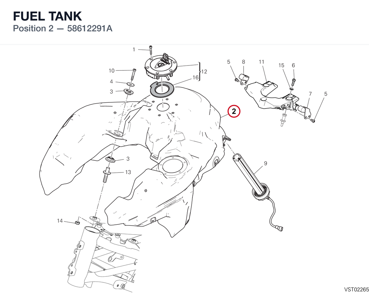 FUEL TANK 58612291A diagram position