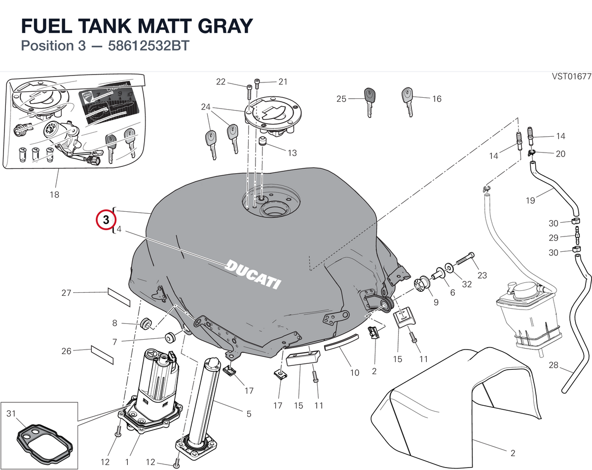 FUEL TANK MATT GRAY 58612532BT diagram position