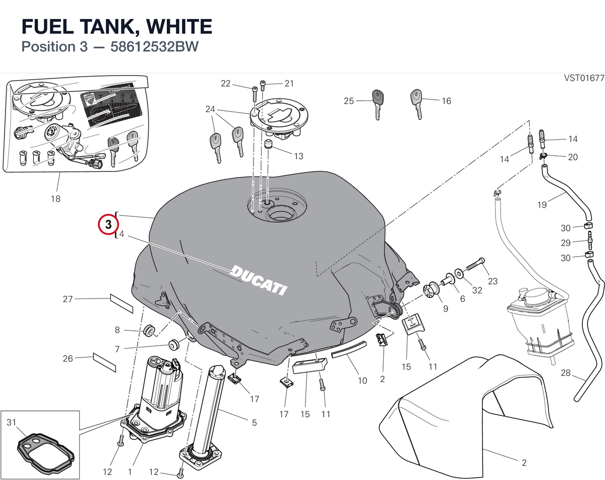 FUEL TANK, WHITE 58612532BW diagram position