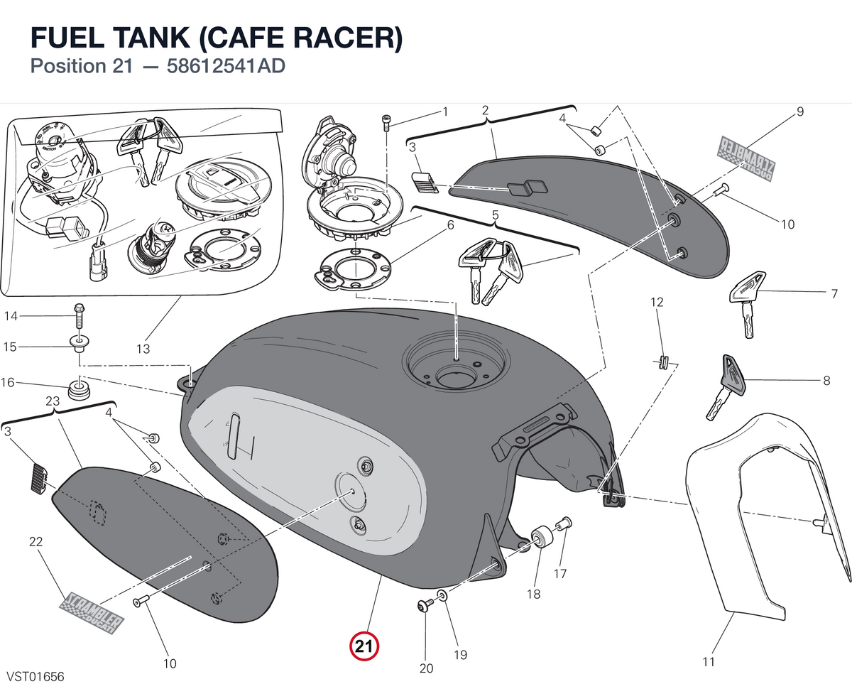 FUEL TANK (CAFE RACER) 58612541AD diagram position