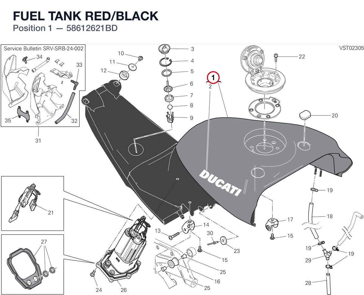 FUEL TANK RED/BLACK 58612621BD diagram position