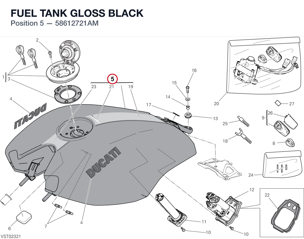 FUEL TANK GLOSS BLACK 58612721AM diagram position