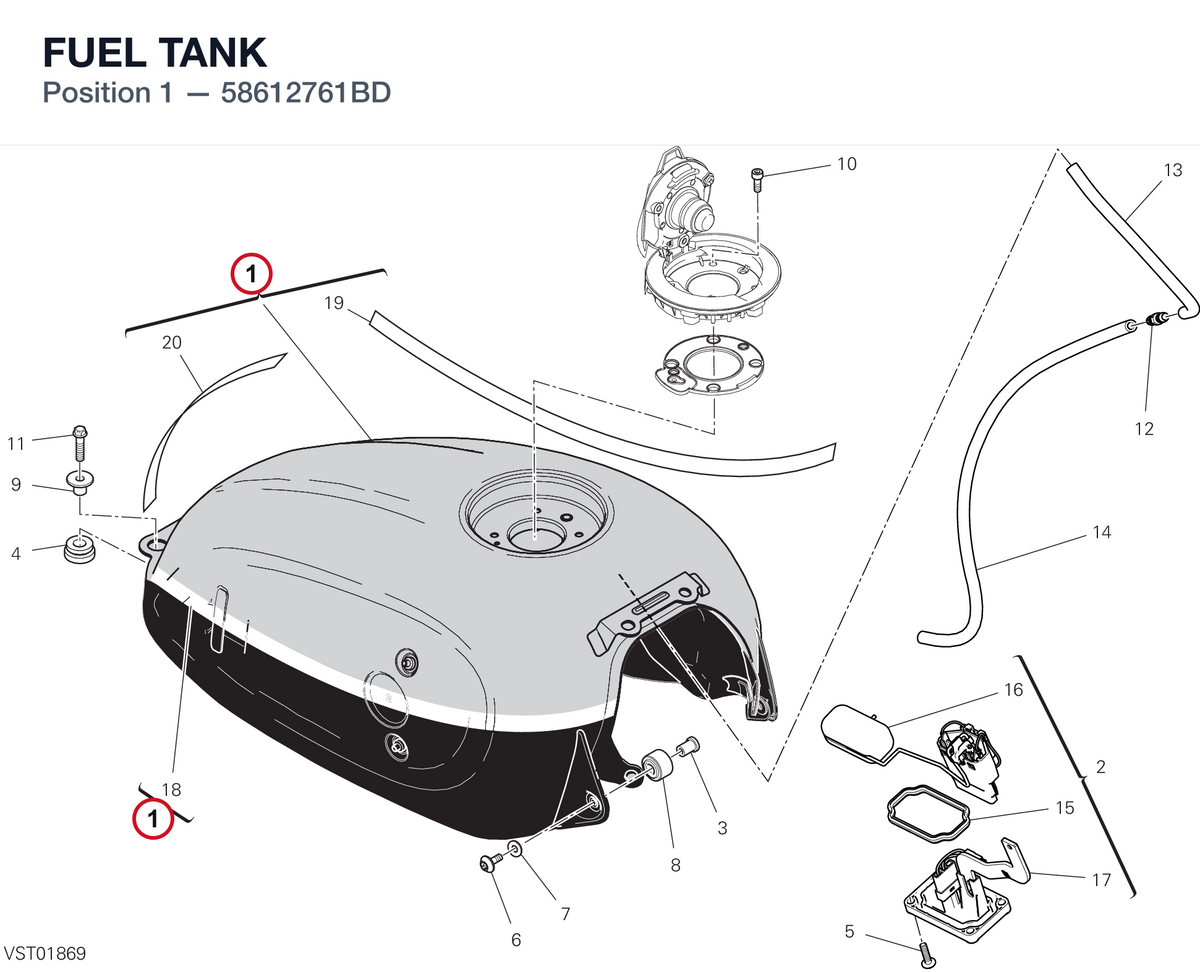 FUEL TANK 58612761BD diagram position