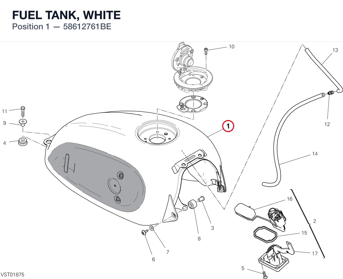 FUEL TANK, WHITE 58612761BE diagram position