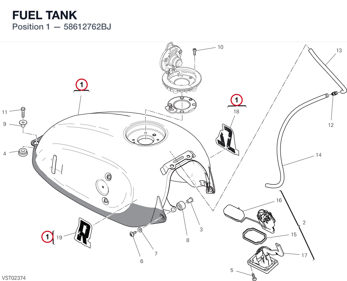 FUEL TANK 58612762BJ diagram position