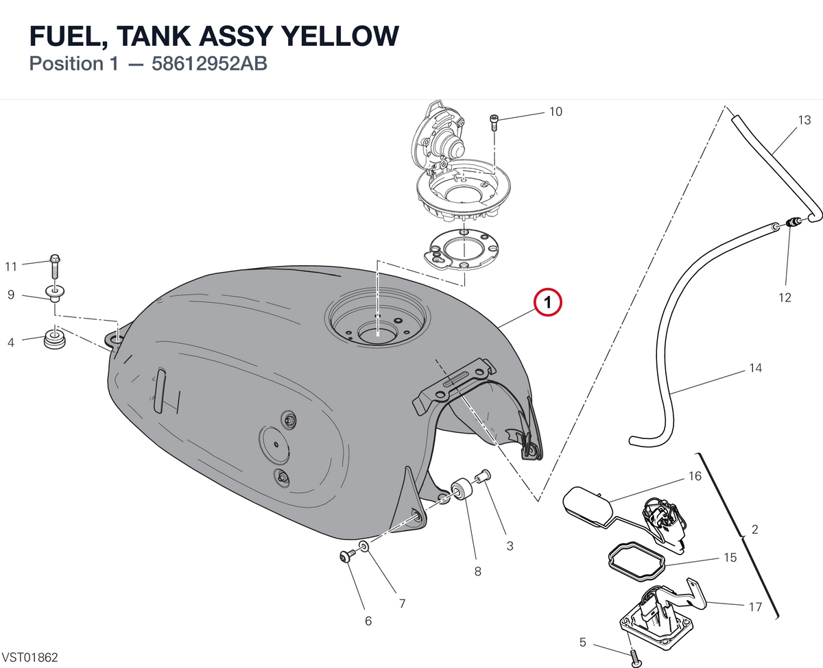 FUEL, TANK ASSY YELLOW 58612952AB diagram position