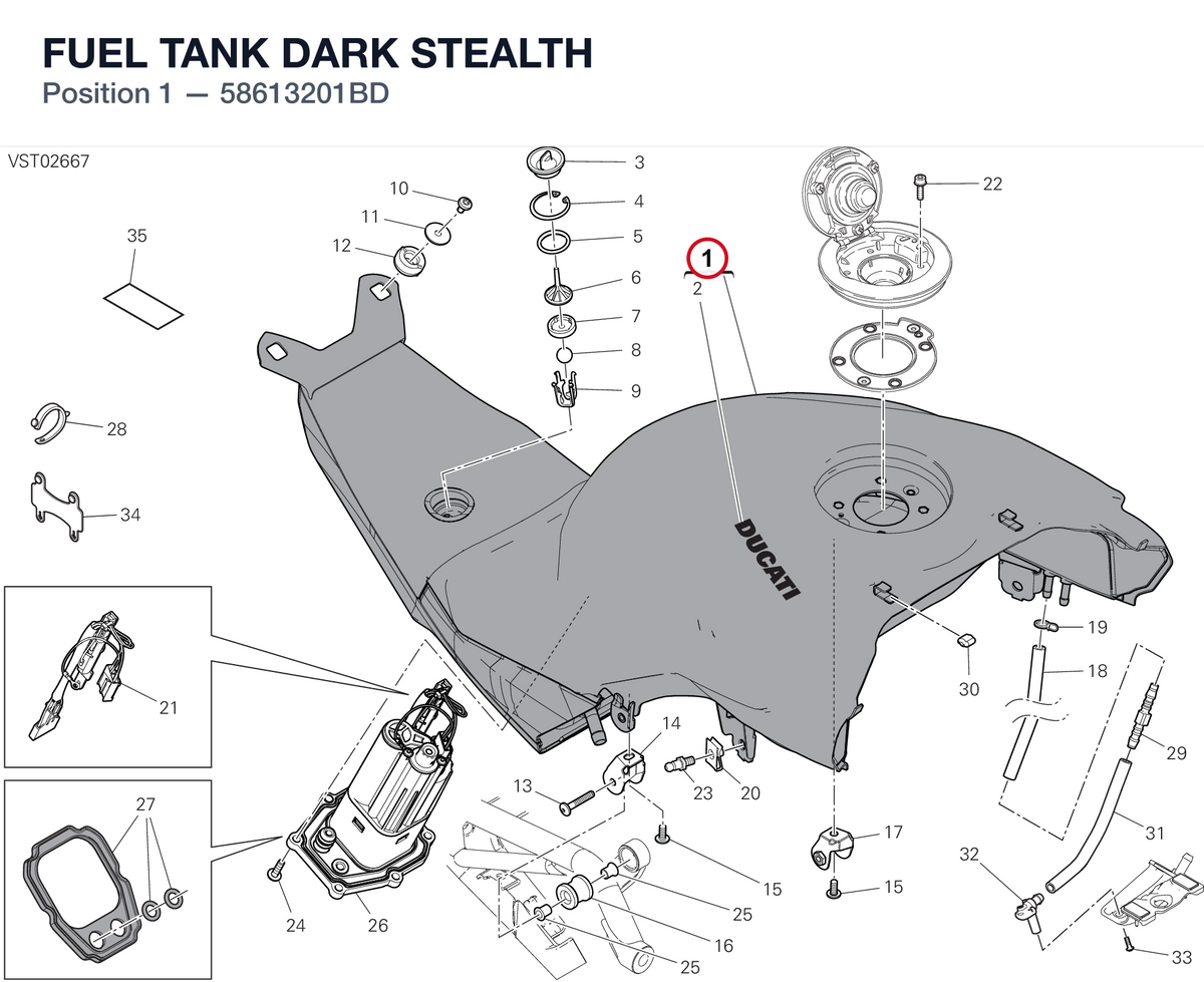 FUEL TANK DARK STEALTH 58613201BD diagram position