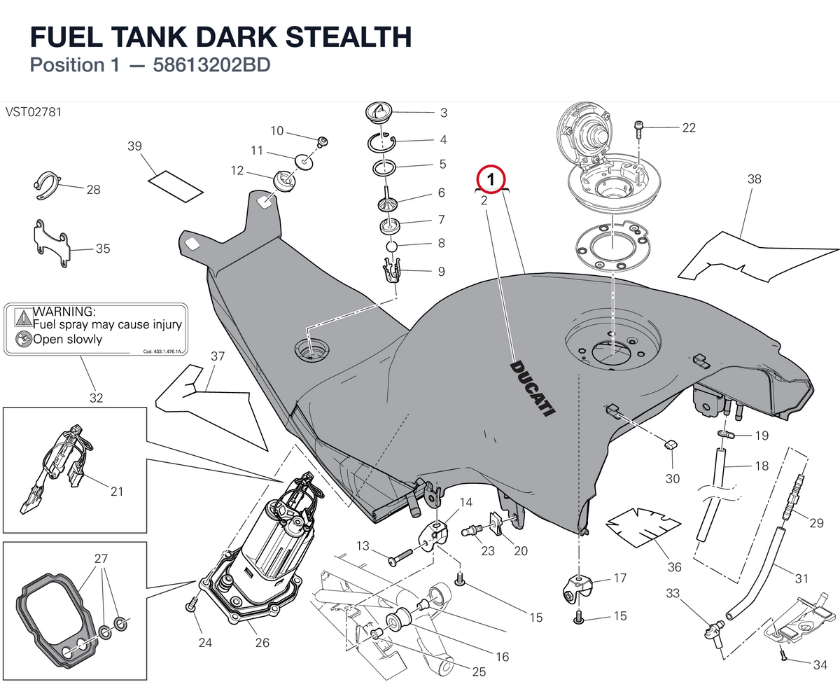 FUEL TANK DARK STEALTH 58613202BD diagram position
