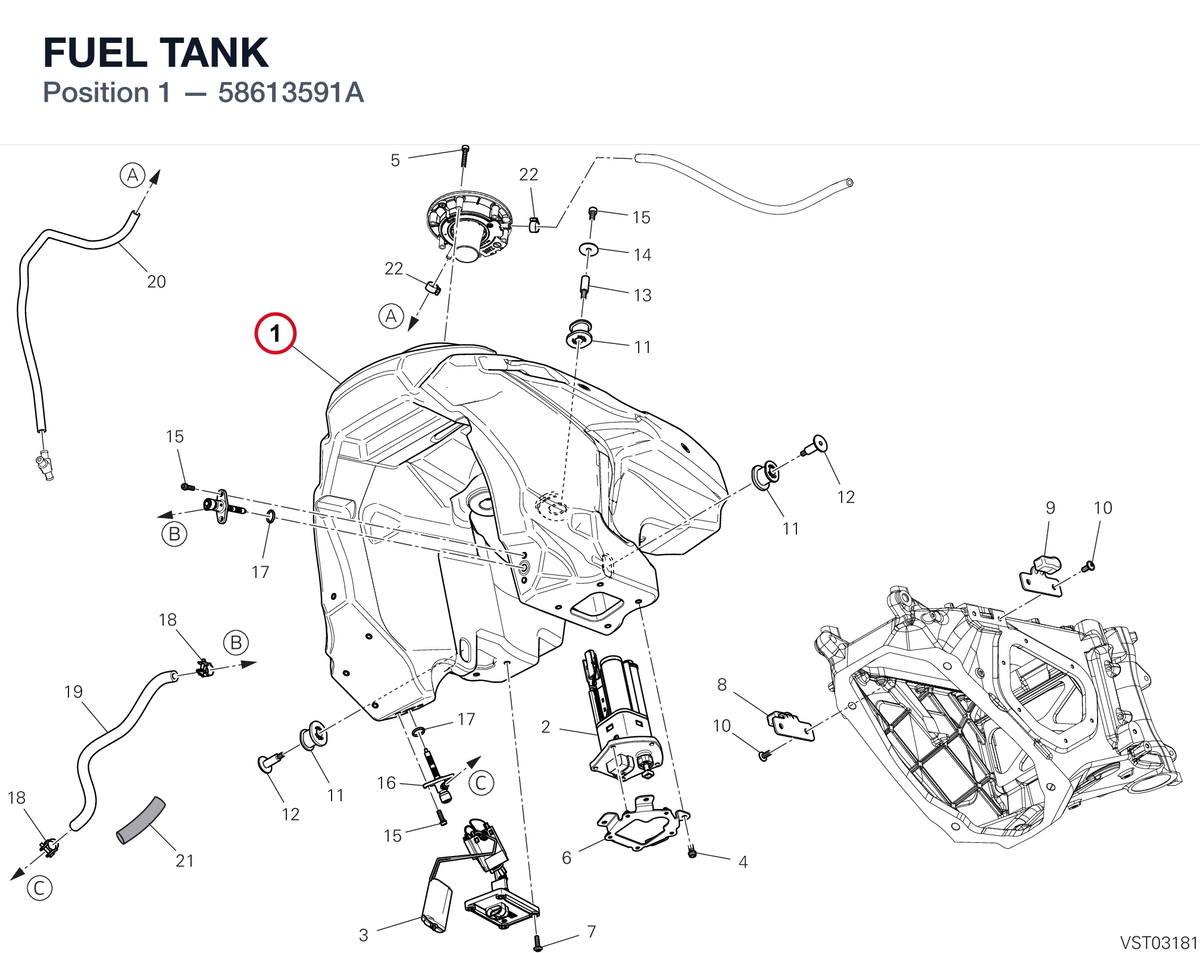 FUEL TANK 58613591A diagram position