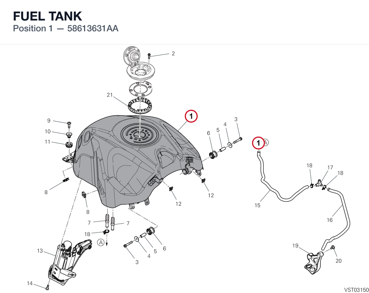 FUEL TANK 58613631AA diagram position