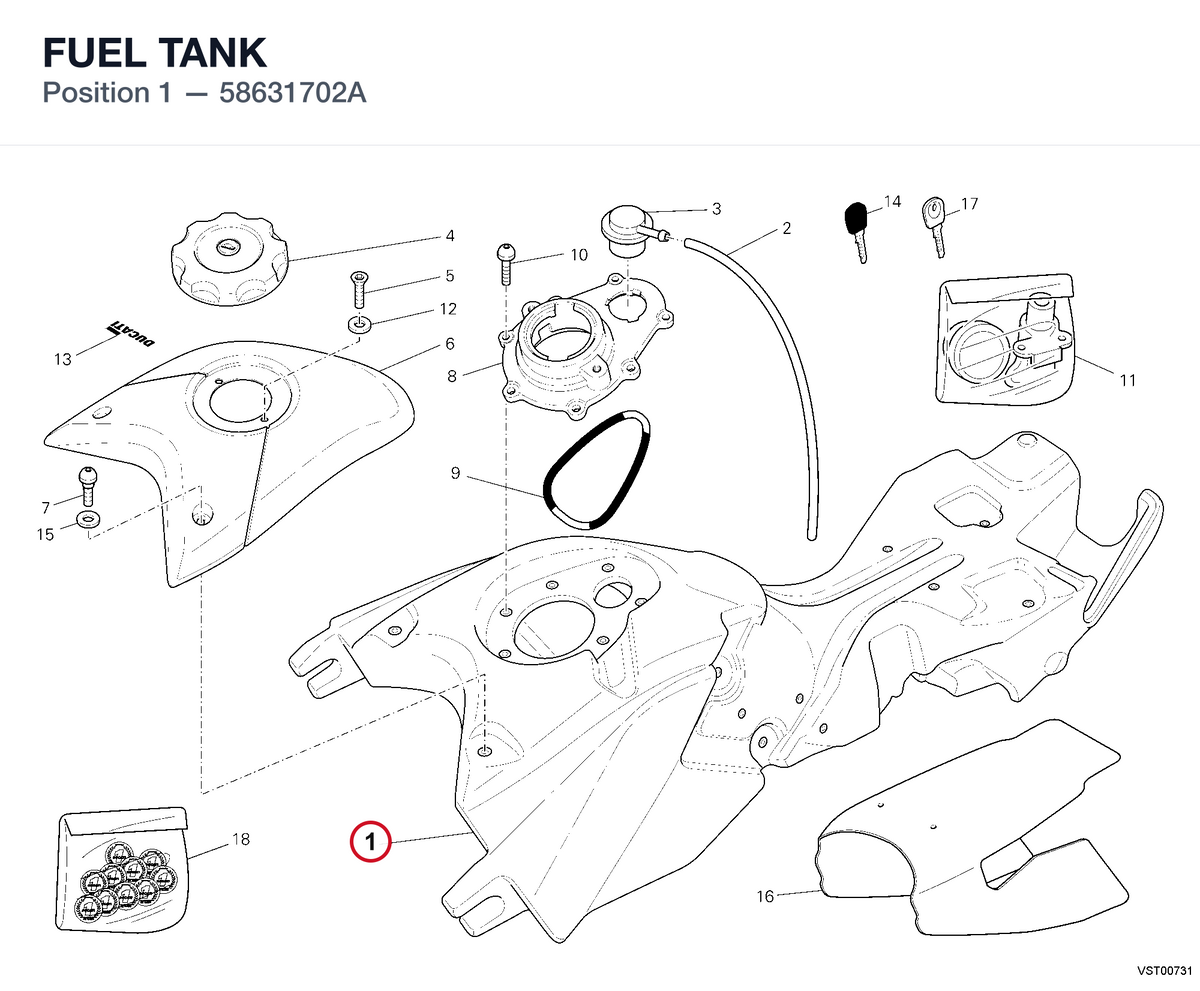 FUEL TANK 58631702A diagram position