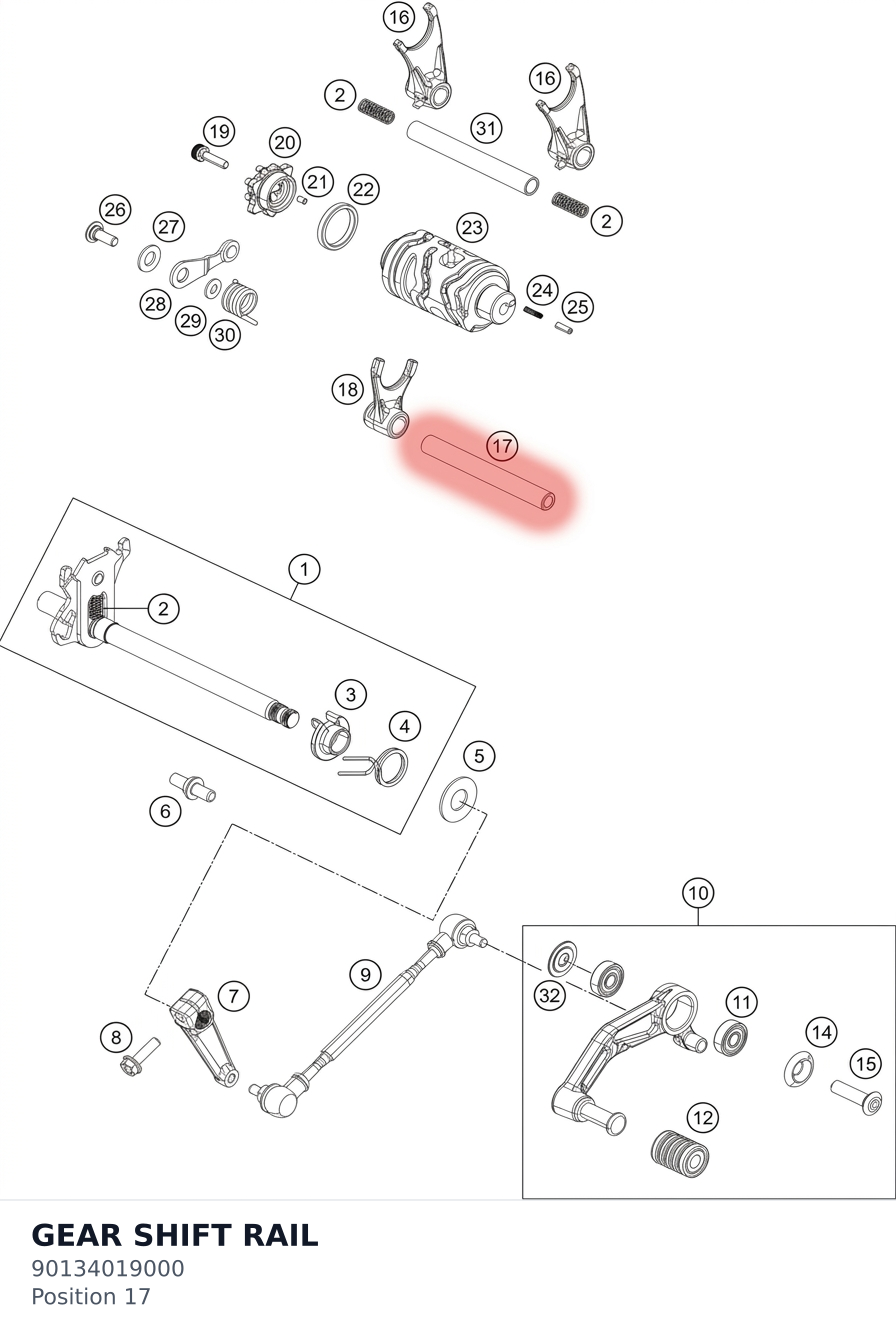Diagram preview: GEAR SHIFT RAIL (90134019000)