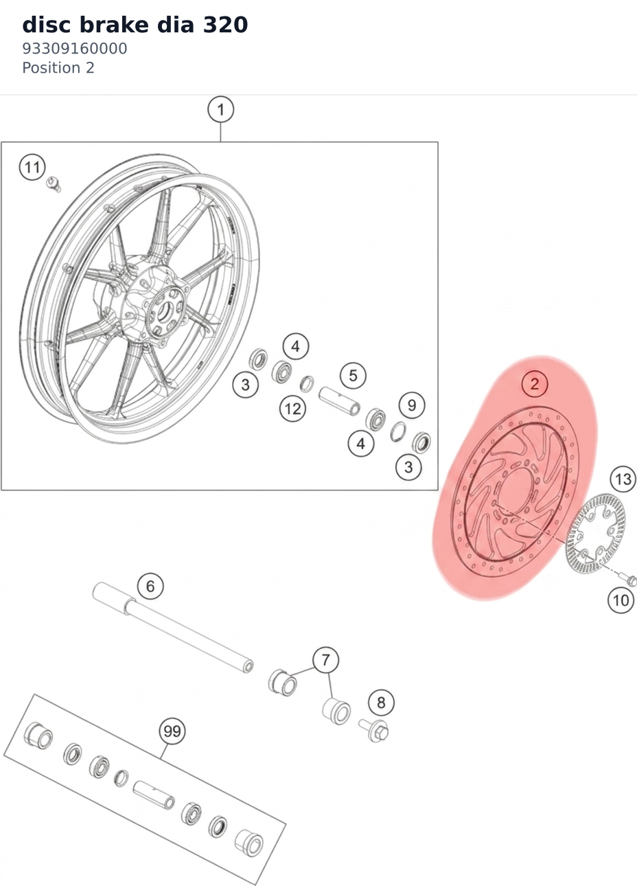 Diagram preview: disc brake dia 320 (93309160000)