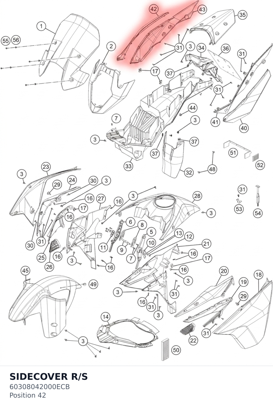 Diagram preview: SIDECOVER R/S (60308042000ECB)