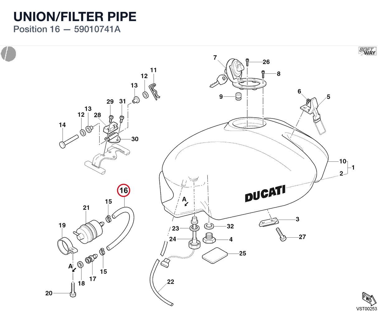 UNION/FILTER PIPE 59010741A diagram position