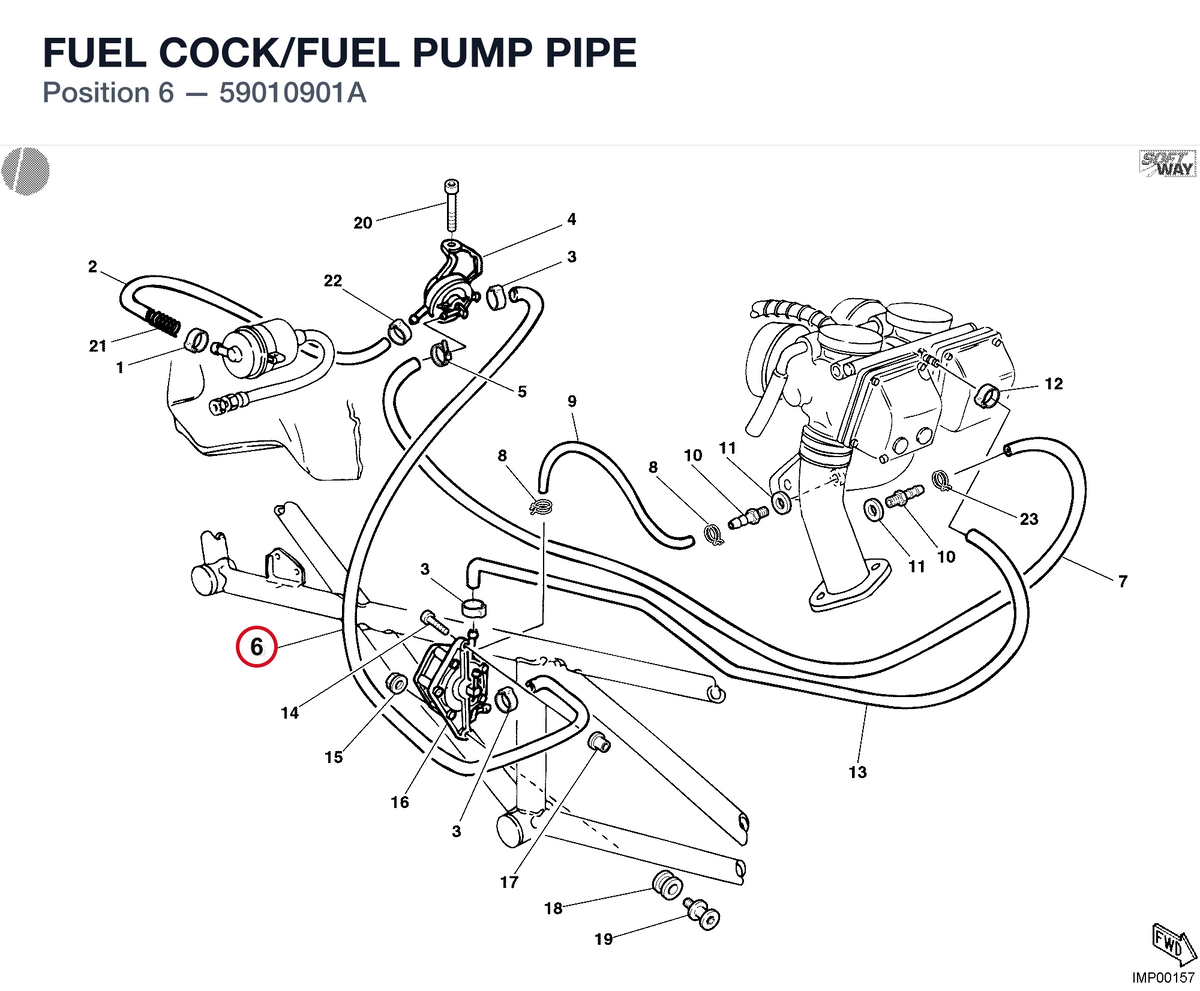 FUEL COCK/FUEL PUMP PIPE 59010901A diagram position