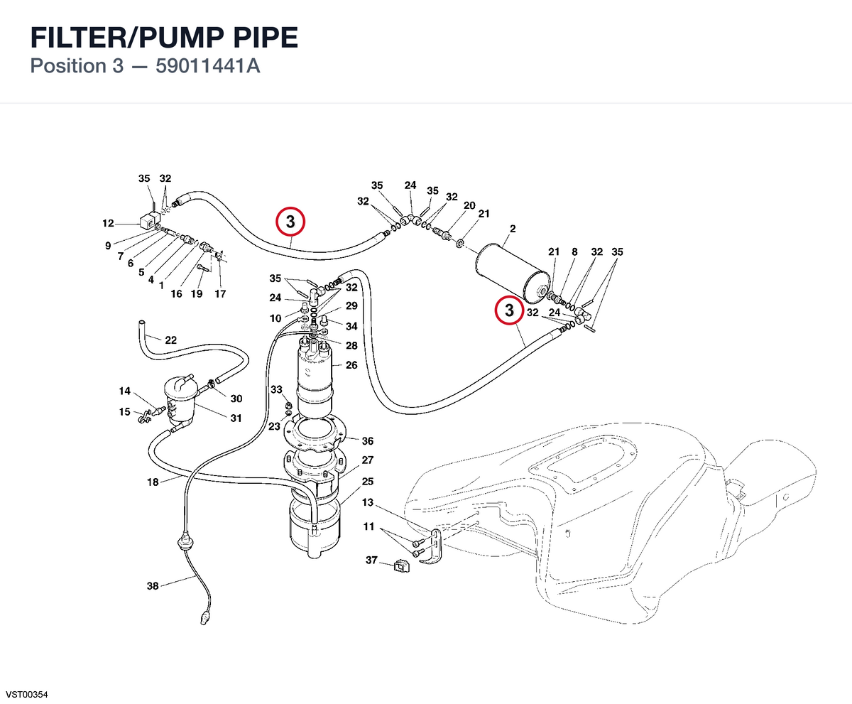 FILTER/PUMP PIPE 59011441A diagram position