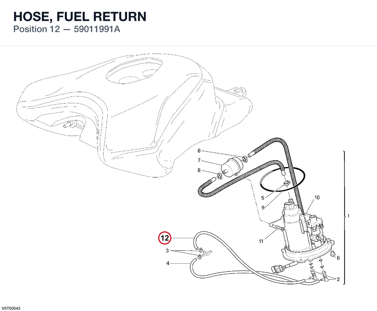 HOSE, FUEL RETURN 59011991A diagram position